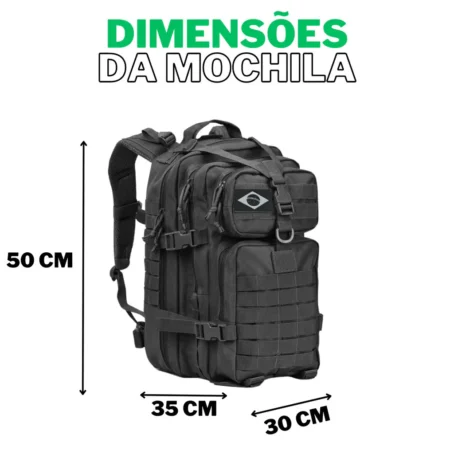 Mochila Militar Tática Reforçada – Impermeável | 50 Litros | Grande Capacidade | Acompanha Bandeira do Brasil - Imagem 2