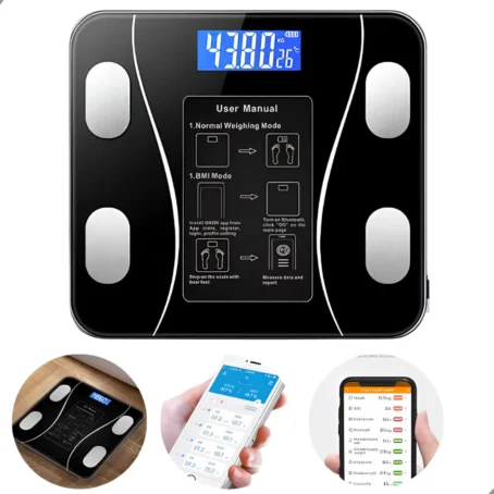 Balança de Bioimpedância Digital Bluetooth – Até 180kg | Resultados no Celular com Memória Corporal