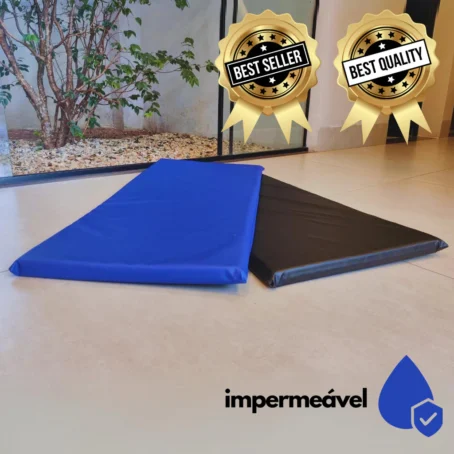 Colchonete de Academia 90x40x3cm – Compacto, Espuma Macia D23 | Impermeável | Ideal para Yoga, Pilates e Treinos | Cores: Azul ou Preto - Imagem 8