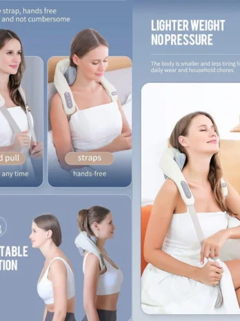 Massageador de Pescoço Inteligente – Compressão Sem Fio para Alívio de Dores e Tensão Muscular