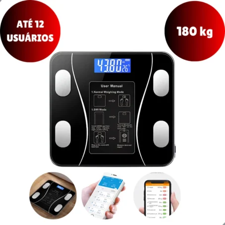 Balança de Bioimpedância Digital Bluetooth – Até 180kg | Resultados no Celular com Memória Corporal - Imagem 2