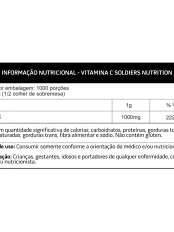 Vitamina C em Pó – Ácido Ascórbico 1Kg – 100% Puro Importado – Soldiers Nutrition