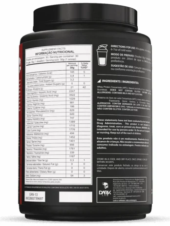 100% Whey Protein Concentrado Pote 900g Dark Lab – Proteina 100% Concentrada, BCAA, Glutamina