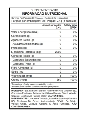 L Carnitina 2000mg Fat Burn 120 Cápsulas Dark Lab – L-Carnitine 2000