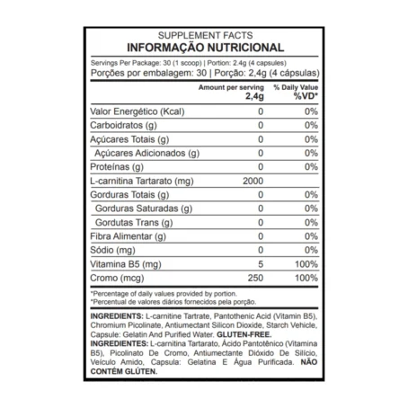L Carnitina 2000mg Fat Burn 120 Cápsulas Dark Lab - L-Carnitine 2000 - Imagem 2
