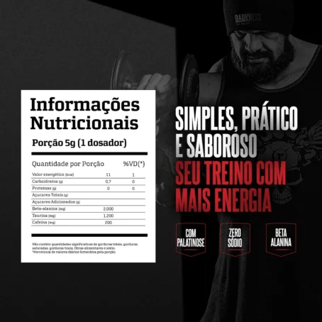 Evora Pré-Treino 150g Darkness - Cafeína e Taurina para Treinos Mais Intensos e Desempenho Máximo - Imagem 2