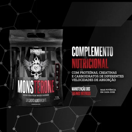 Monsterone 3kg Darkness - Nutrição Completa com Proteínas e Carboidratos para Hipertrofia e Recuperação - Imagem 5