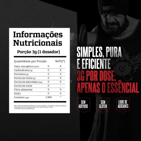 Creatina Darkness Monohidratada 300g - Potência, Resistência e Recuperação Muscular para Melhor Performance - Imagem 7