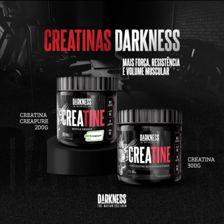 Darkness - Creatina 100% Pura Creapure - Suplementação Alimentar em Pó, Energia e Ganho Muscular, Sem Sabor - 200g - Imagem 3