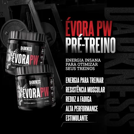 Evora Pré-Treino 300g Darkness - Suplemento com Cafeína e Balanço Energético para Máximo Desempenho - Imagem 7