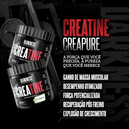 Darkness - Creatina 100% Pura Creapure - Suplementação Alimentar em Pó, Energia e Ganho Muscular, Sem Sabor - 200g - Imagem 7