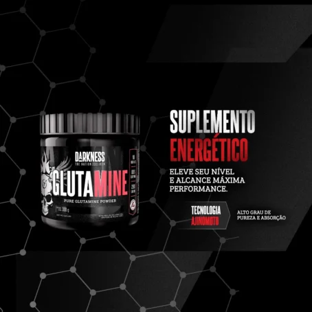 Darkness Glutamine Sabor Neutro Pura Glutamina em Pó Suplemento para Máximo Desempenho e Fortalecimento Muscular - 300g - Imagem 4