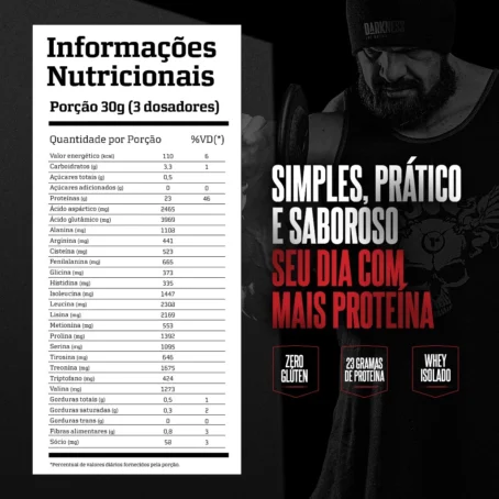 Darkness Iso Hydro Clean Whey Protein Aumento de Força e Recuperação Muscular Baixo Teor de Sódio 900g - Imagem 6