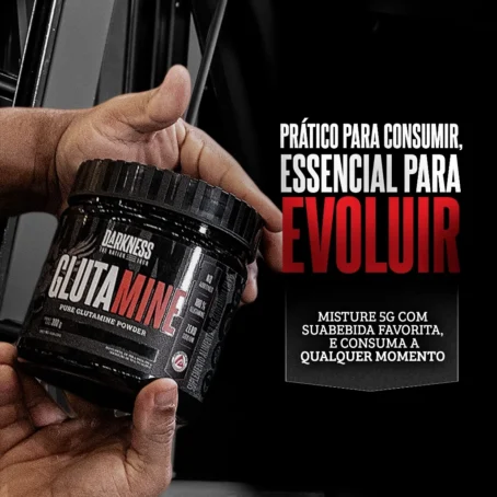 Darkness Glutamine Sabor Neutro Pura Glutamina em Pó Suplemento para Máximo Desempenho e Fortalecimento Muscular - 300g - Imagem 3