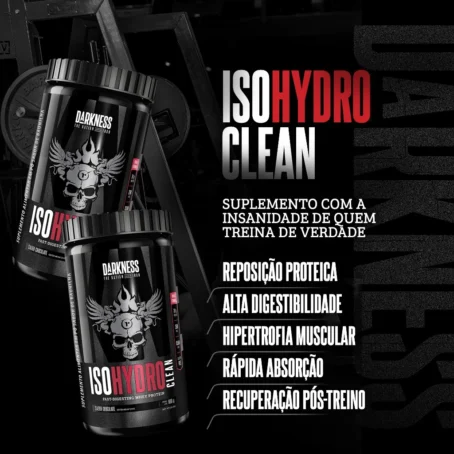 Darkness Iso Hydro Clean Whey Protein Aumento de Força e Recuperação Muscular Baixo Teor de Sódio 900g - Imagem 7