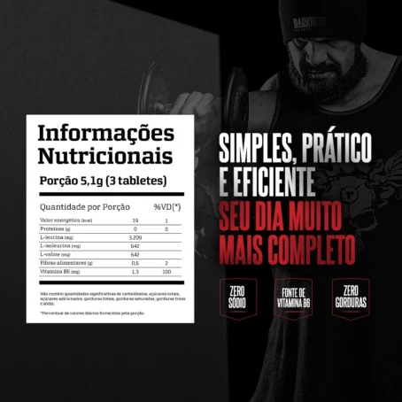Darkness BCAA Fix 4500mg de Aminoácidos Essenciais por Dose Suporte Nutricional Avançado - 120 Tabletes - Imagem 6
