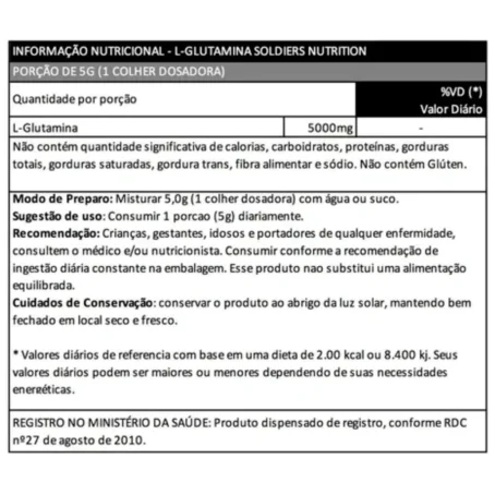 L-Glutamina 1kg - 100% Pura Importada - Soldiers Nutrition - Imagem 3