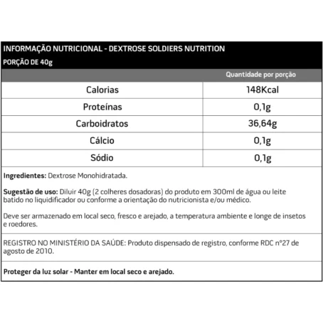 Dextrose 1Kg - 100% Puro Importado - Soldiers Nutrition - Imagem 2