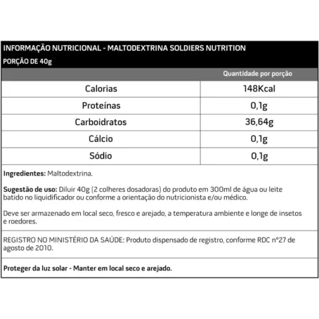 Maltodextrina 1 Kg - 100% Puro Importado - Soldiers Nutrition - Imagem 2