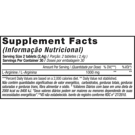 L-ARGININE - AMINOÁCIDO - 60 TABLETES - Imagem 2