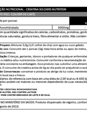 Creatina Monohidratada 30 Sachês 3g – 100% Pura Importada – Soldiers Nutrition