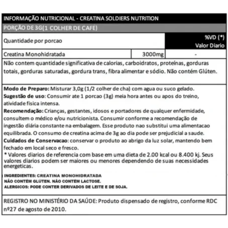 Creatina Monohidratada 30 Sachês 3g - 100% Pura Importada - Soldiers Nutrition - Imagem 2