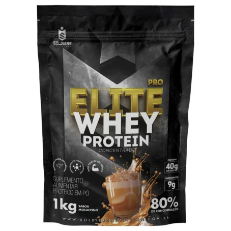 Elite Pro Whey Protein Concentrado 80% sabor Mocaccino- 1kg - Soldiers Nutrition