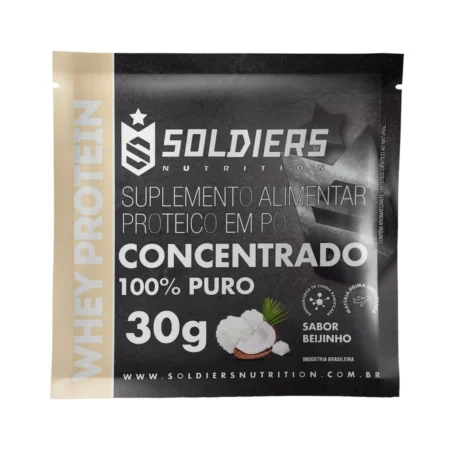 Kit: Sachê Whey Protein 30g Sabor Beijinho - 12 Unidades - Soldiers Nutrition