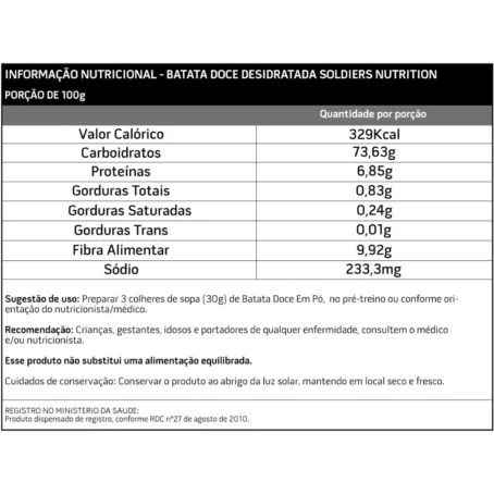 Batata Doce Desidratada 1Kg - 100% Pura - Soldiers Nutrition - Imagem 2