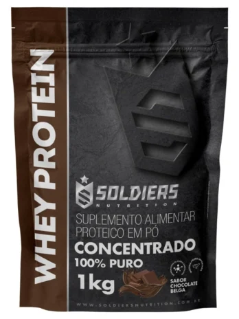 Whey Protein Concentrado 1kg Chocolate- 100% Importado – Soldiers Nutrition