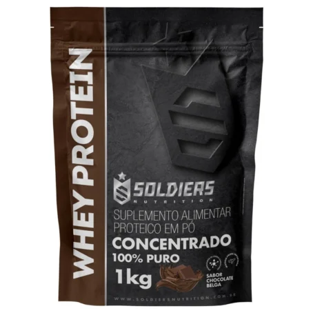 Whey Protein Concentrado 1kg Chocolate- 100% Importado - Soldiers Nutrition